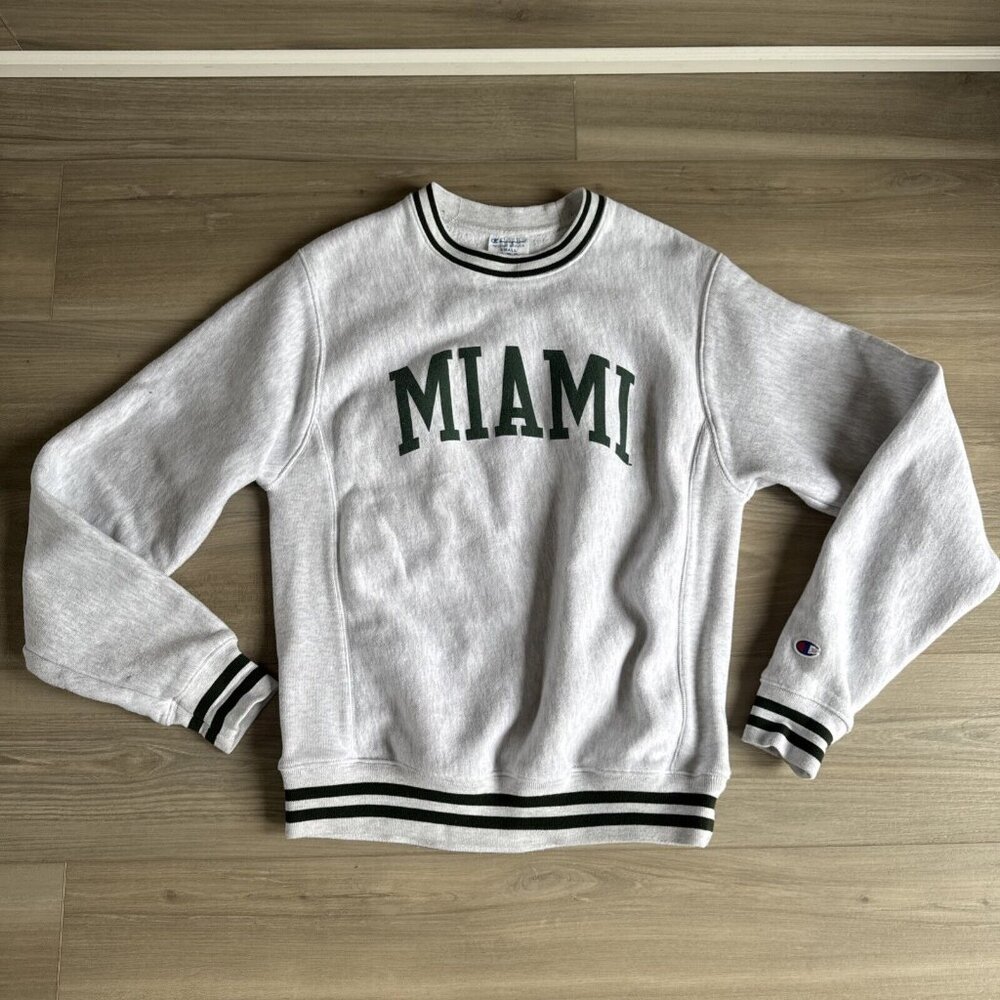 Champion Reverse Weave Crewneck University Of Miami Hurricanes Small Adult‎